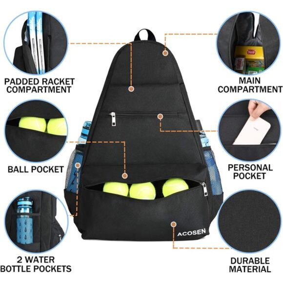 Tennis Bag Tennis Backpack - Large Tennis Bags for Women and Men to Hold Tennis - Picture 4 of 7